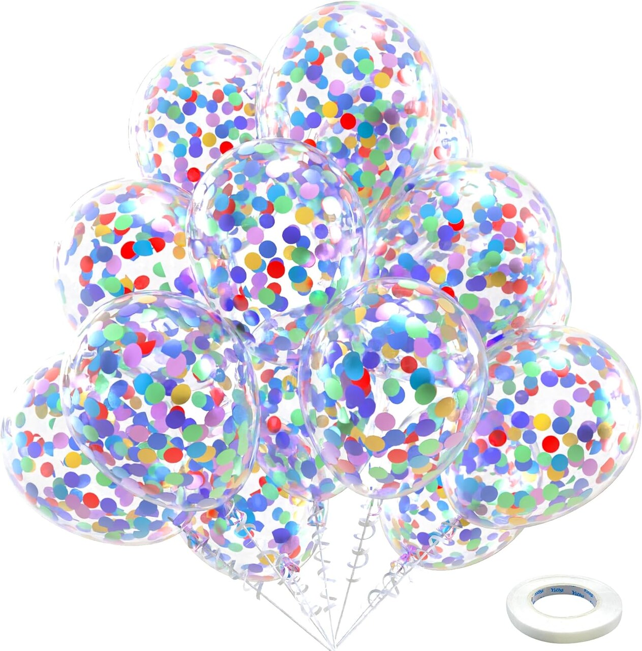 Rainbow Multicolor Confetti Latex Balloons - 60 Pack 12 inch Helium Colorful Confetti Balloons for Birthday Baby Shower Wedding Party Decorations